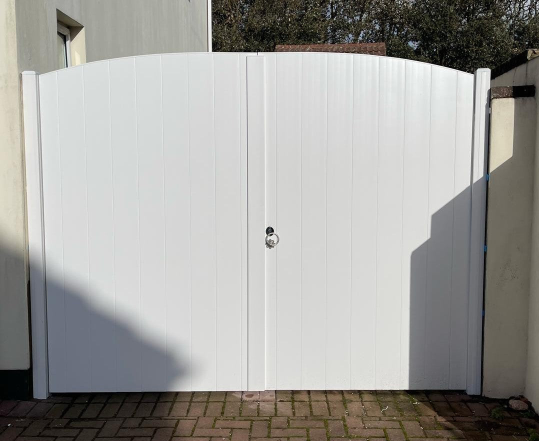 PVC Double Gates for Driveways and Gardens | W: 1500 - 2000mm, H: 1800mm | Arched Top