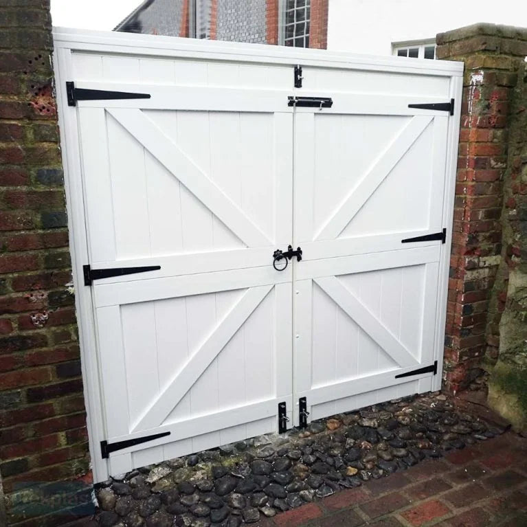White Double Garden Gates - Tekplas
