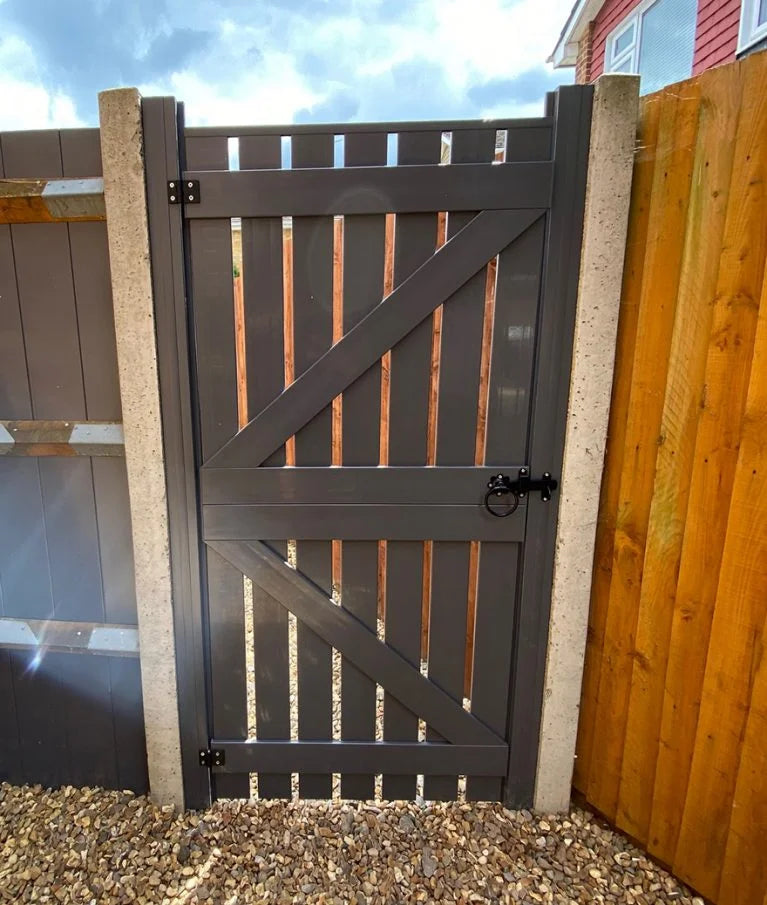 Plastic Slatted Side Gate Full Screen | W: 1200 - 1400mm, H: 1800mm | Flat Top