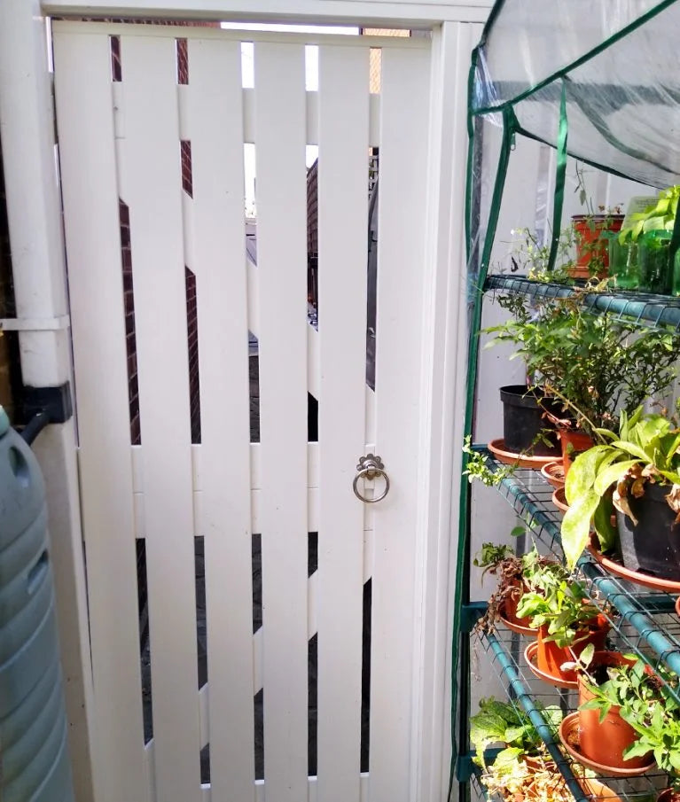 Plastic Slatted Side Gate Full Screen | W: 1200 - 1400mm, H: 1800mm | Flat Top