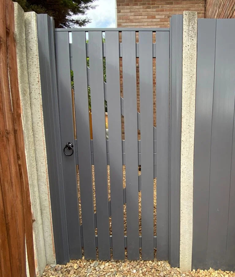 Plastic Slatted Side Gate Full Screen | W: 1200 - 1400mm, H: 1800mm | Flat Top