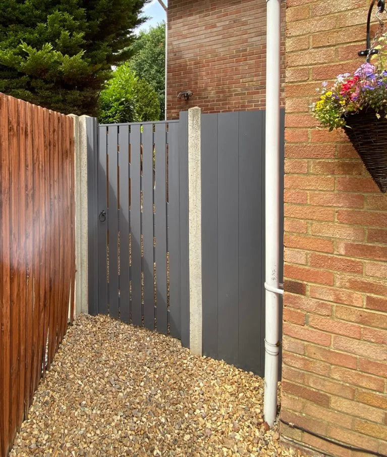 Plastic Slatted Side Gate Full Screen | W: 1200 - 1400mm, H: 1800mm | Arched Top