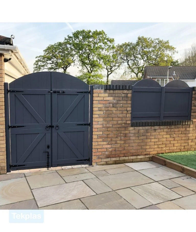 PVC Double Gates for Driveways and Gardens | W: 2001 - 2400mm, H: 1800mm | Arched Top