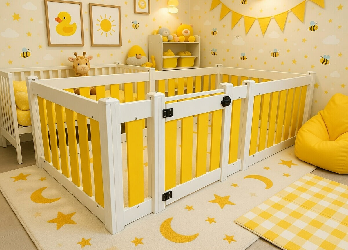 Baby and Toddler Playpen with Gate - 6 Panel