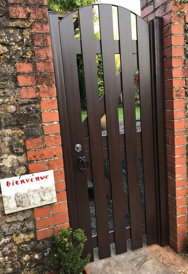 Plastic Slatted Side Gate Full Screen | W: 1200 - 1400mm, H: 1800mm | Arched Top