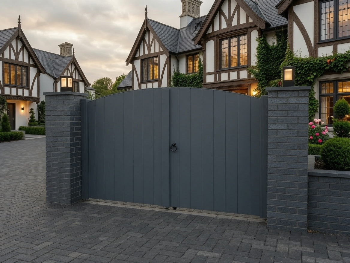 PVC Double Gates for Driveways and Gardens | W: 1500 - 2000mm, H: 1800mm | Arched Top