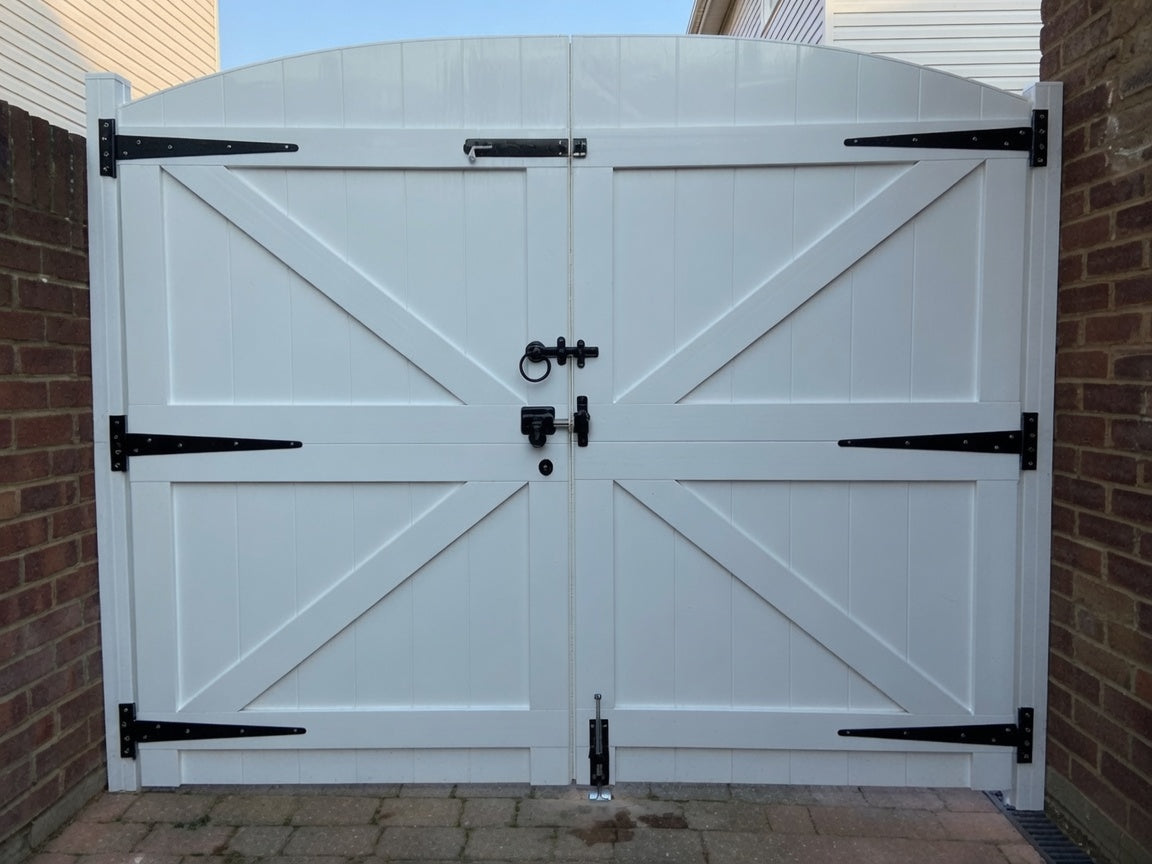 PVC Double Gates for Driveways and Gardens | W: 1500 - 2000mm, H: 1800mm | Arched Top