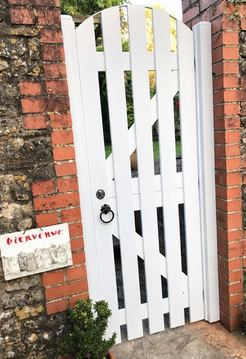 Plastic Slatted Side Gate Full Screen | W: 1200 - 1400mm, H: 1800mm | Arched Top