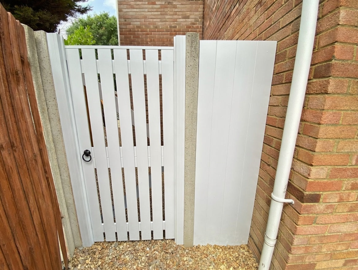 Plastic Slatted Side Gate Full Screen | W: 600 - 900mm, H: 1800mm | Flat Top